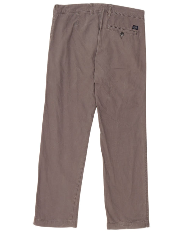 Marks & Spencer Mens Straight Chino Trousers W32 L29 Grey Cotton
