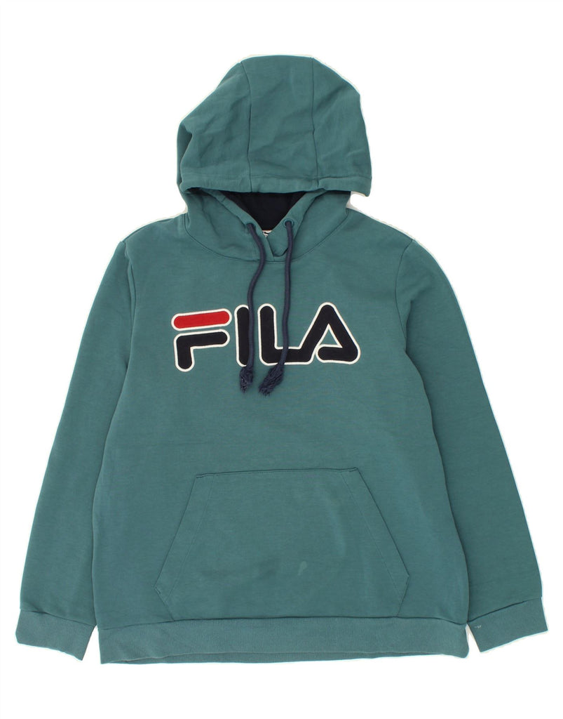 FILA Womens Graphic Hoodie Jumper UK 18 XL Green | Vintage Fila | Thrift | Second-Hand Fila | Used Clothing | Messina Hembry 