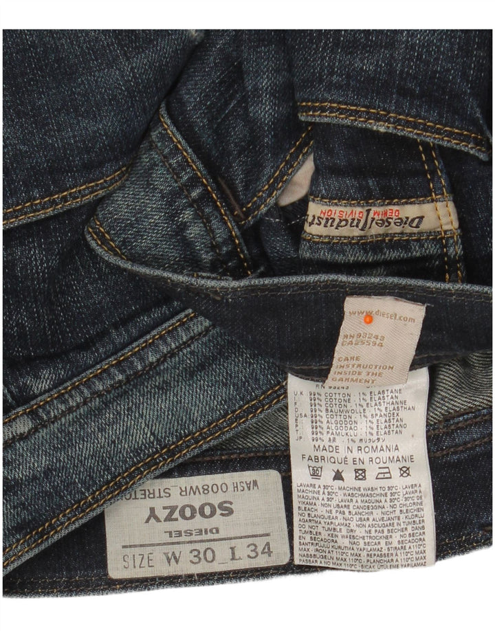 DIESEL Womens Soozy Straight Jeans W30 L34 Blue Cotton