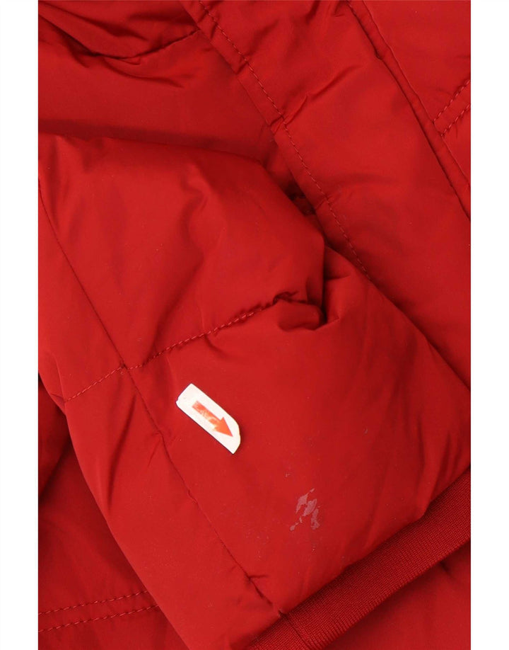 Zara Mens Hooded Padded Jacket UK 44 2XL Red Polyester