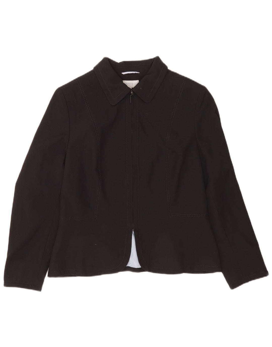 Marks & Spencer Womens Petite Full Zip Blazer Jacket UK 14 Medium Black