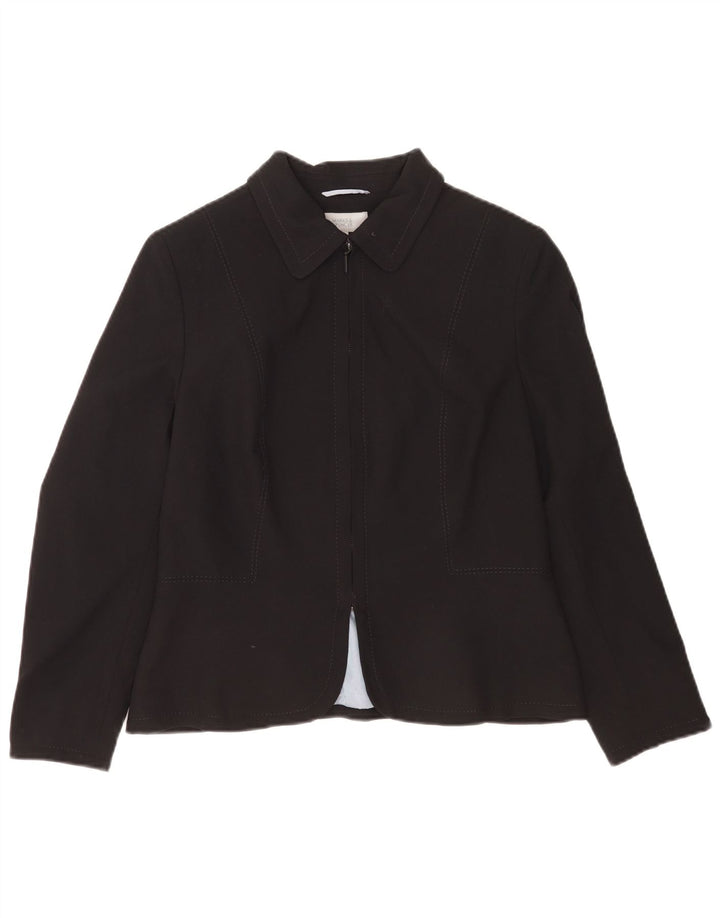 Marks & Spencer Womens Petite Full Zip Blazer Jacket UK 14 Medium Black