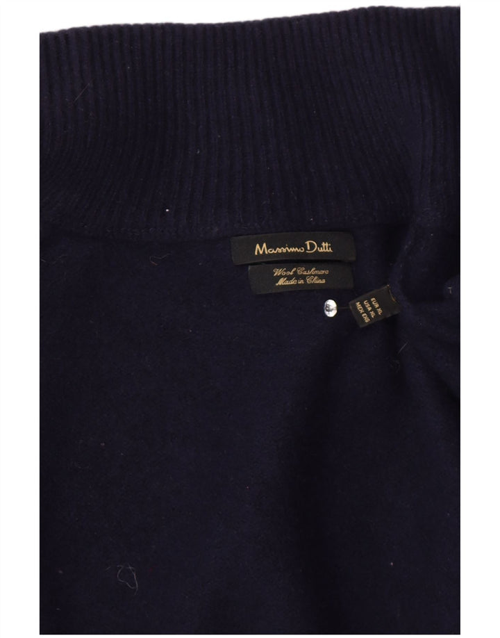 Massimo Dutti Womens Cardigan Sweater UK 18 XL Navy Blue Wool