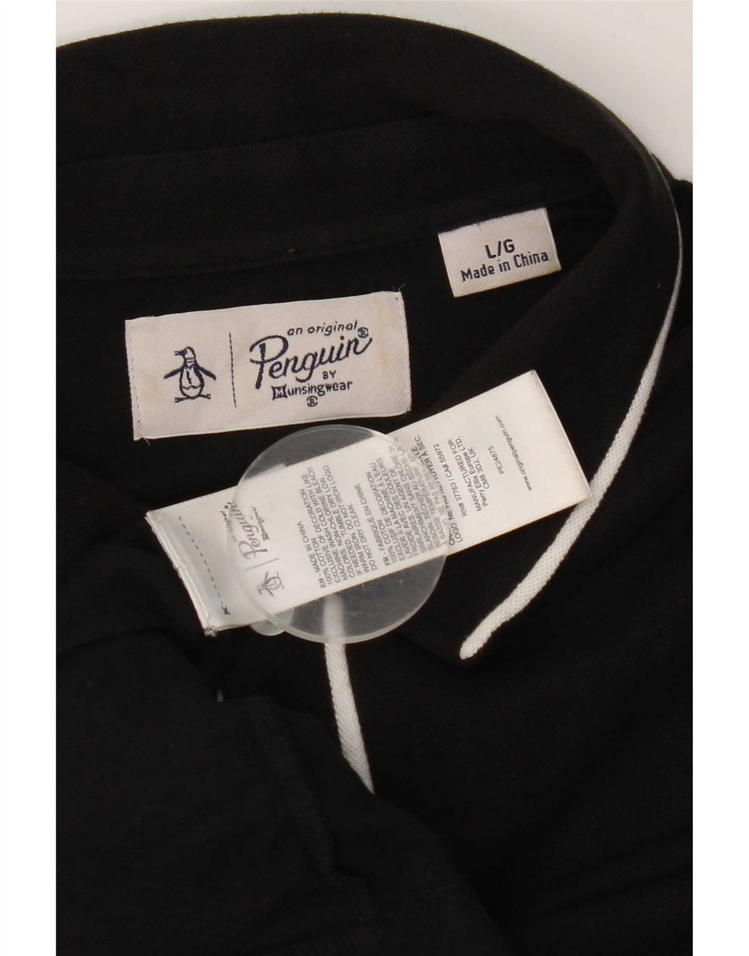 Penguin Mens Short Sleeve Regular Fit Polo Shirt Large Black Cotton