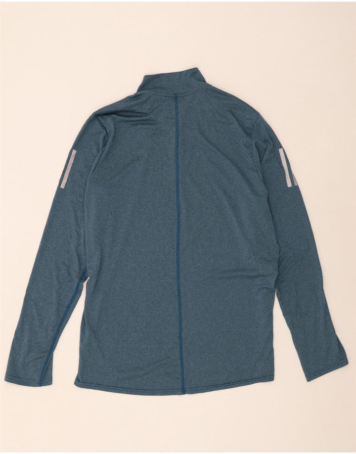 Adidas Mens Climalite Zip Neck Top Long Sleeve Large Blue Polyester