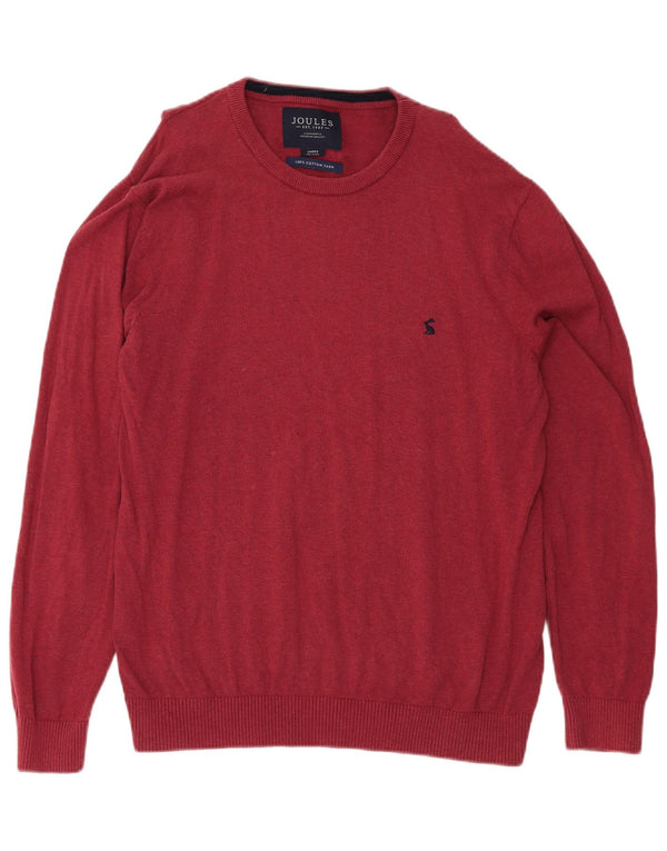 Joules Mens Crew Neck Jumper Sweater Large Burgundy Cotton