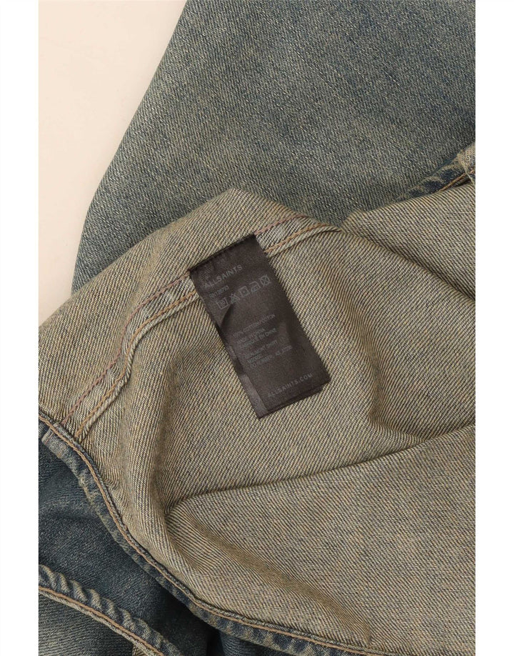 All Saints Mens Slim Fit Denim Shirt Medium Blue Cotton