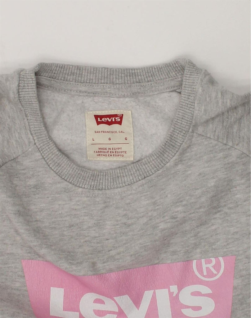 LEVI'S Girls Graphic Sweatshirt Jumper 10-11 Years Large Grey Cotton | Vintage Levi's | Thrift | Second-Hand Levi's | Used Clothing | Messina Hembry 