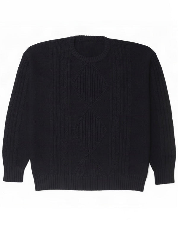 Vintage Mens Crew Neck Jumper Sweater Large Navy Blue