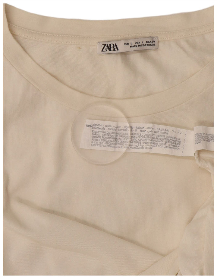 Zara Womens T-Shirt Top UK 16 Large White Cotton