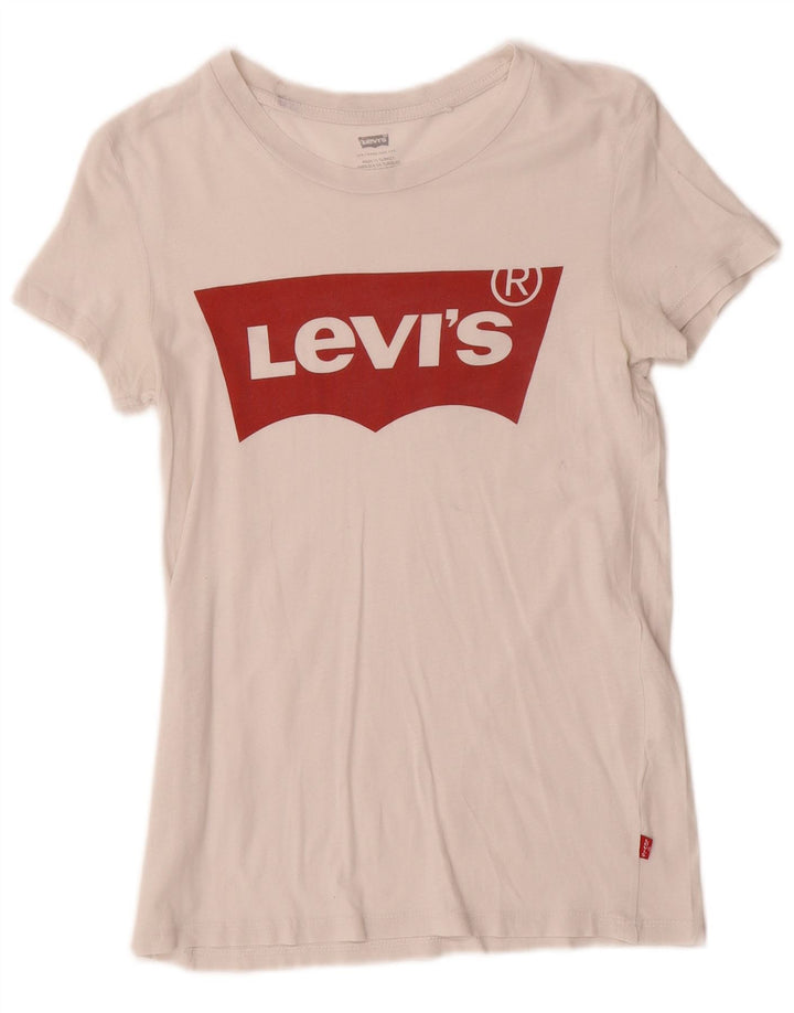 Levi's Womens Graphic T-Shirt Top UK 2 2XS White