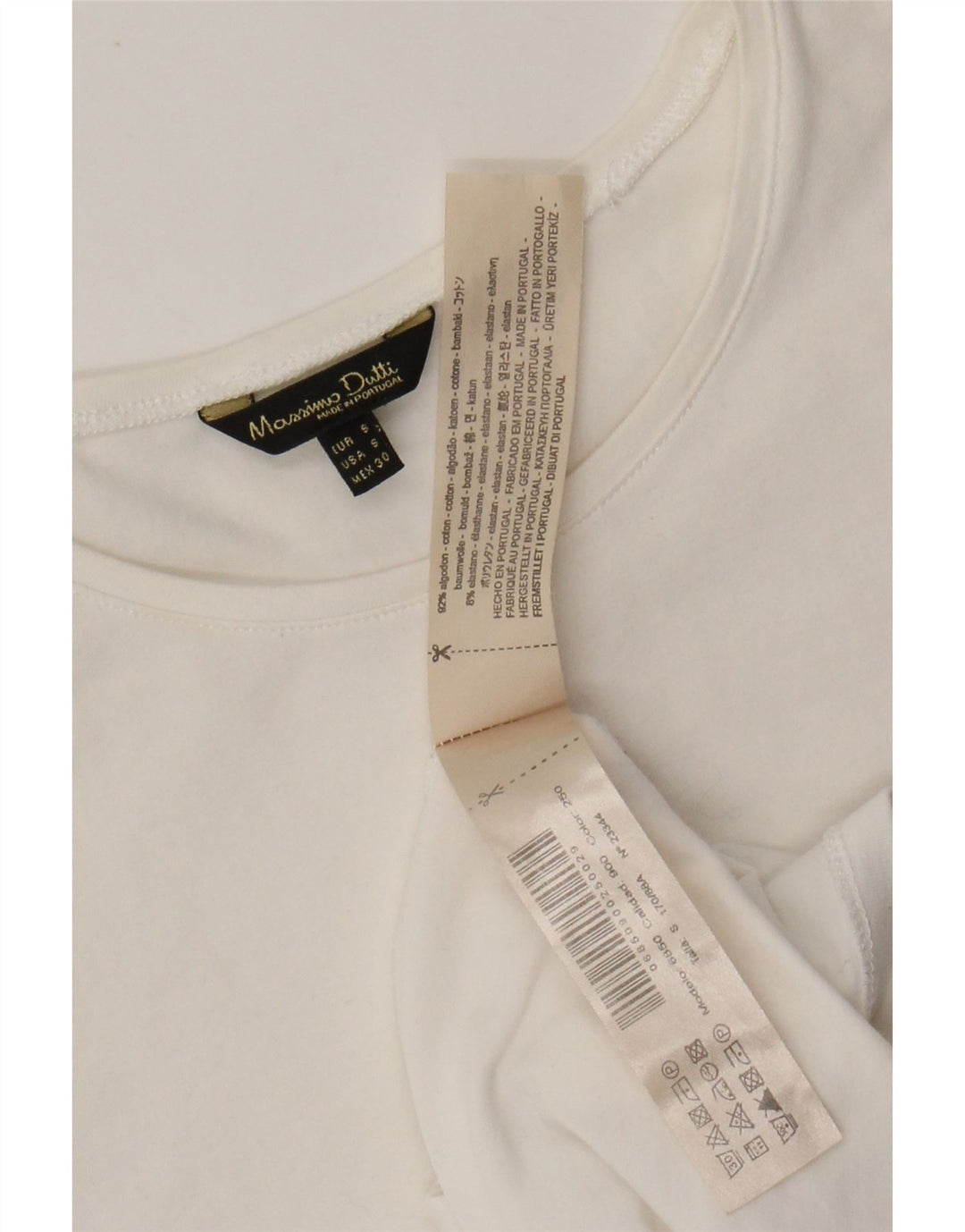 MASSIMO DUTTI Womens T-Shirt Top UK 8 Small White Cotton