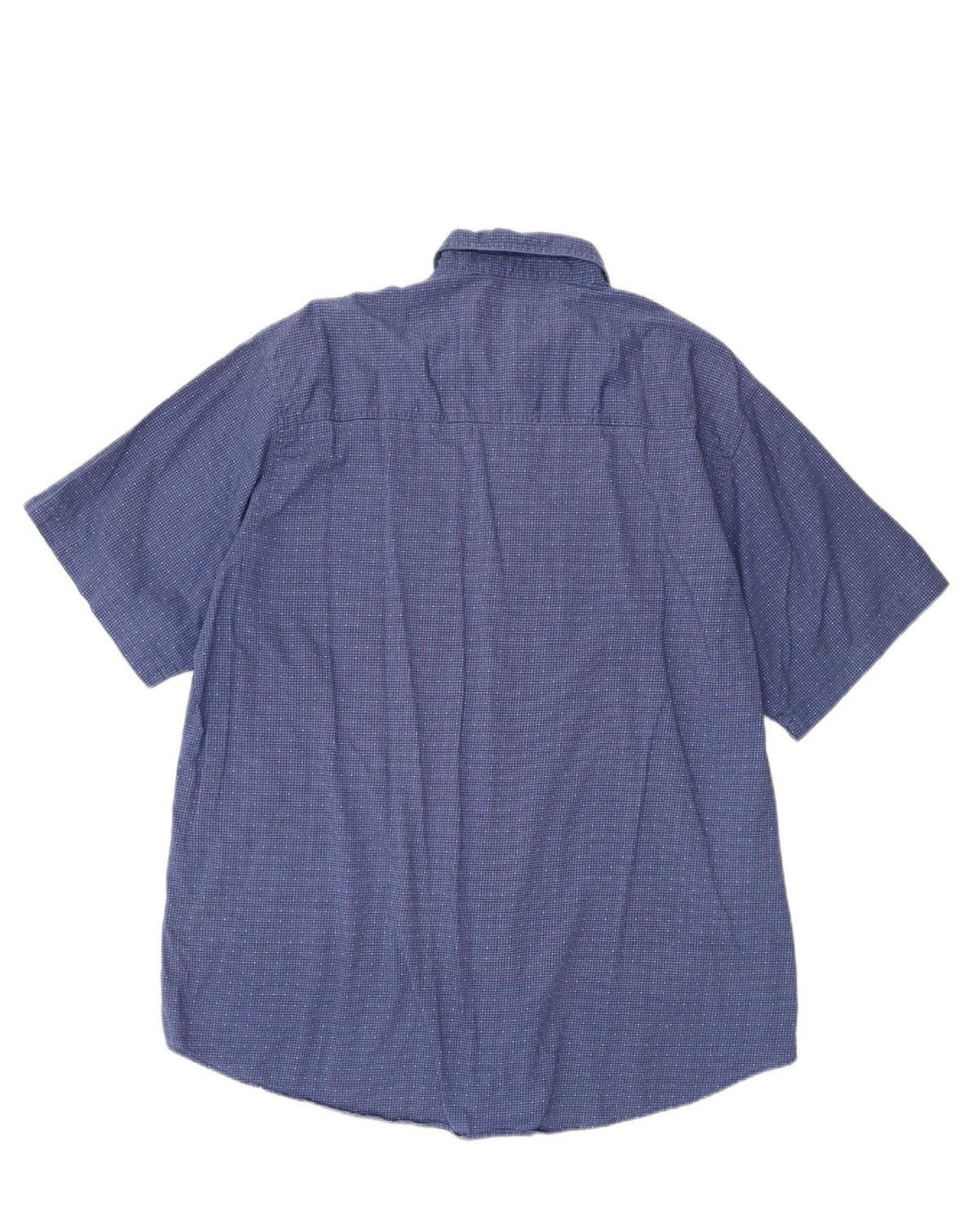VINTAGE Mens Short Sleeve Shirt XL Navy Blue Houndstooth Cotton