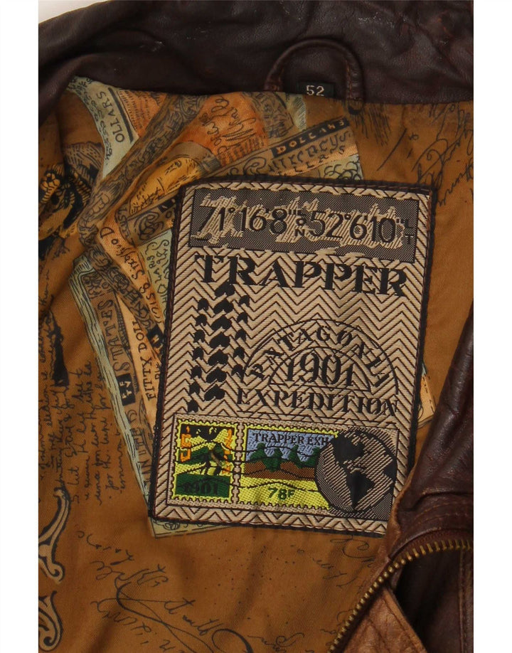 Trapper Mens Leather Jacket IT 52 XL Brown