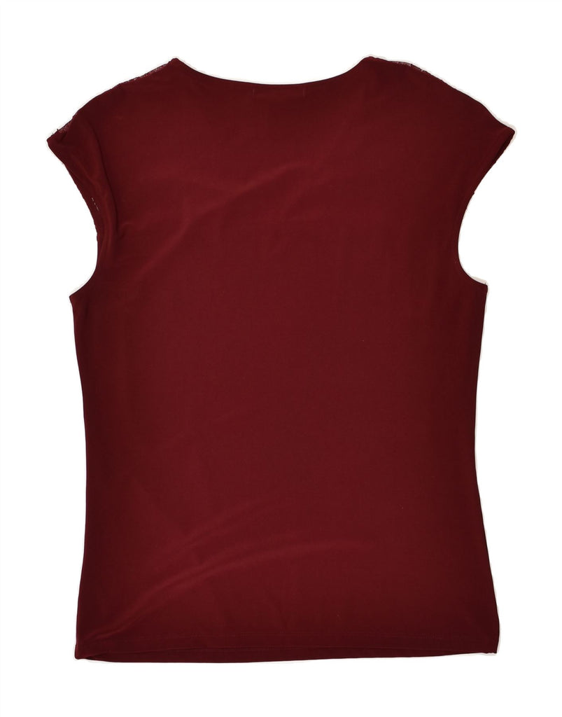 RALPH LAUREN Womens Sleeveless Blouse Top UK 14 Large Burgundy Nylon | Vintage Ralph Lauren | Thrift | Second-Hand Ralph Lauren | Used Clothing | Messina Hembry 