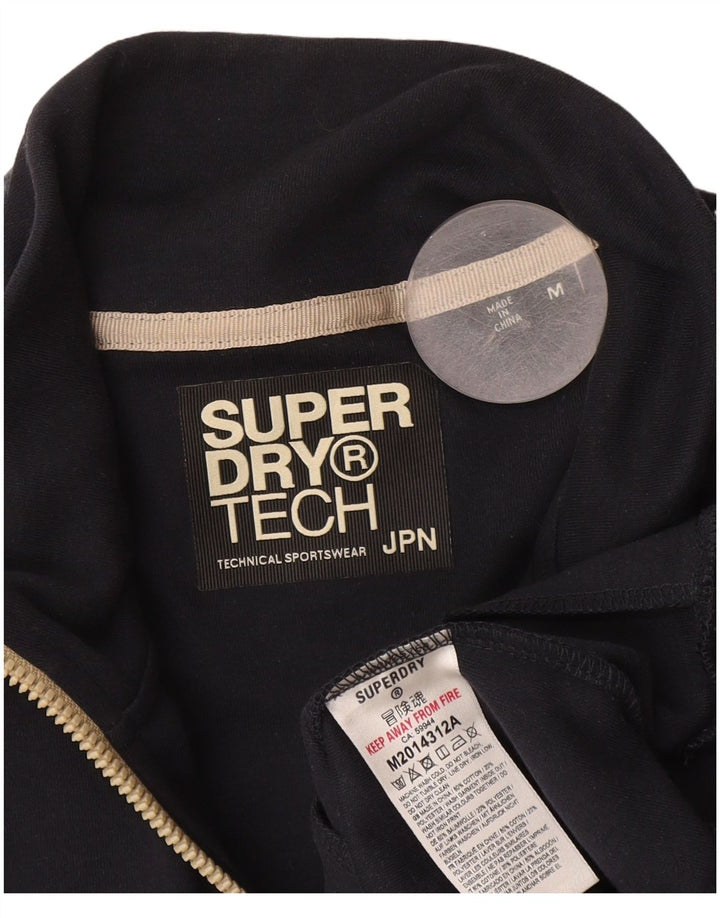 Superdry Mens Tracksuit Top Jacket Medium Black Colourblock Cotton