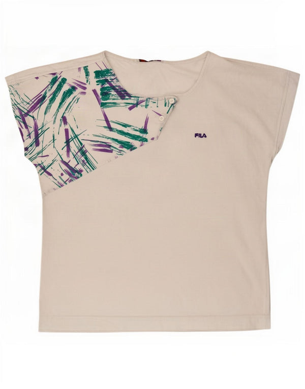 Fila Womens Graphic T-Shirt Top US 10 Large White Geometric