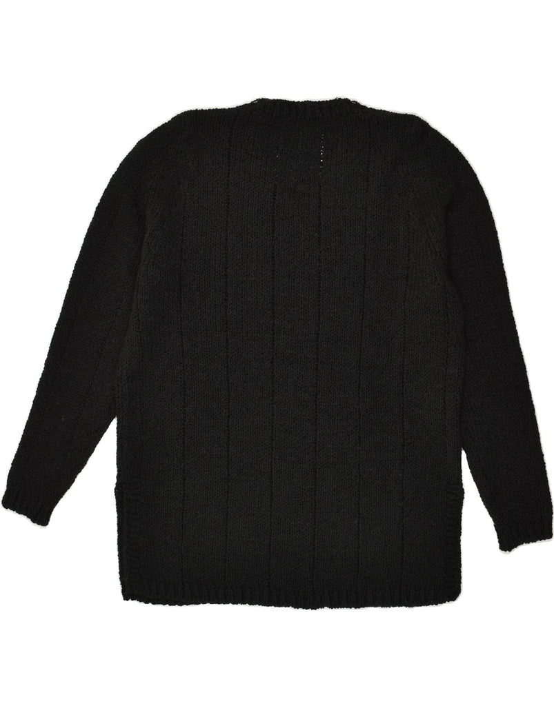 VINTAGE Womens V-Neck Jumper Sweater UK 14 Large Black Wool | Vintage Vintage | Thrift | Second-Hand Vintage | Used Clothing | Messina Hembry 