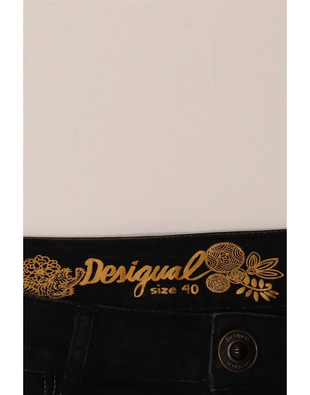 Desigual Womens Asymmetric Denim Skirt EU 40 Medium W30 Grey Herringbone
