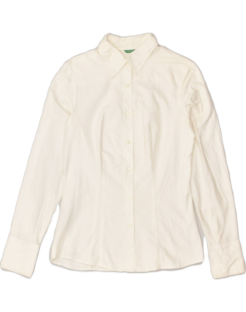 BENETTON Womens Shirt UK 14 Medium White Cotton | Vintage Benetton | Thrift | Second-Hand Benetton | Used Clothing | Messina Hembry 