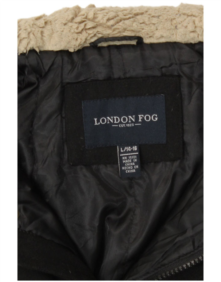 London Fog Boys Hooded Windbreaker Jacket 14-15 Years Large Black Polyester