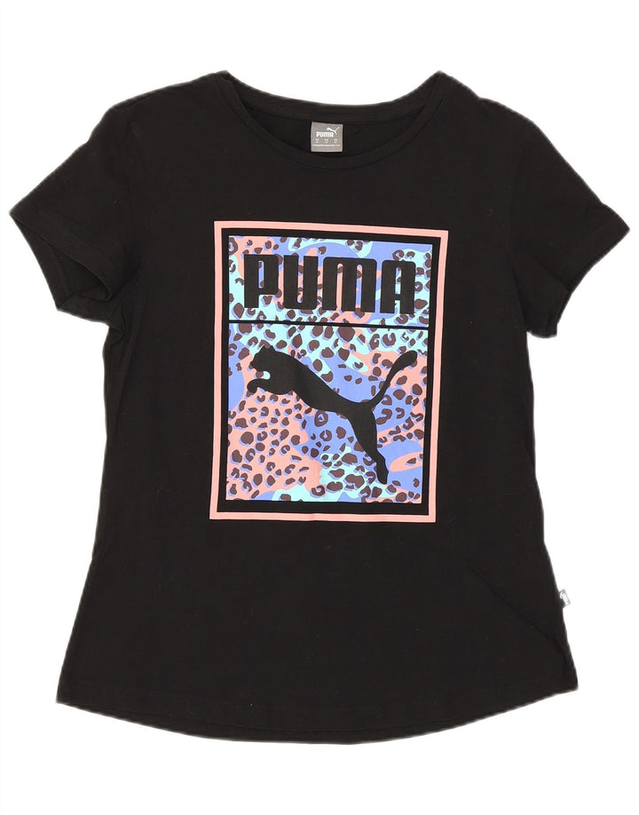 Puma Womens Graphic T-Shirt Top UK 12 Medium Black Cotton