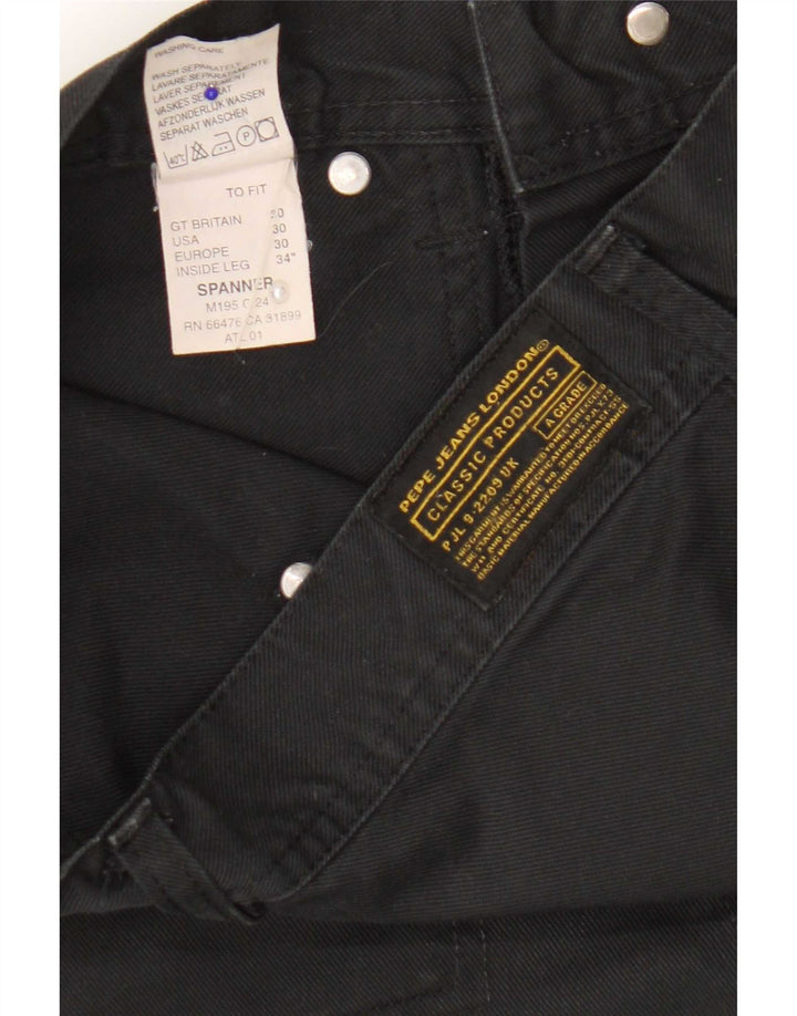 PEPE Jeans Mens Wide Leg Trousers W30 L34 Black Polyester