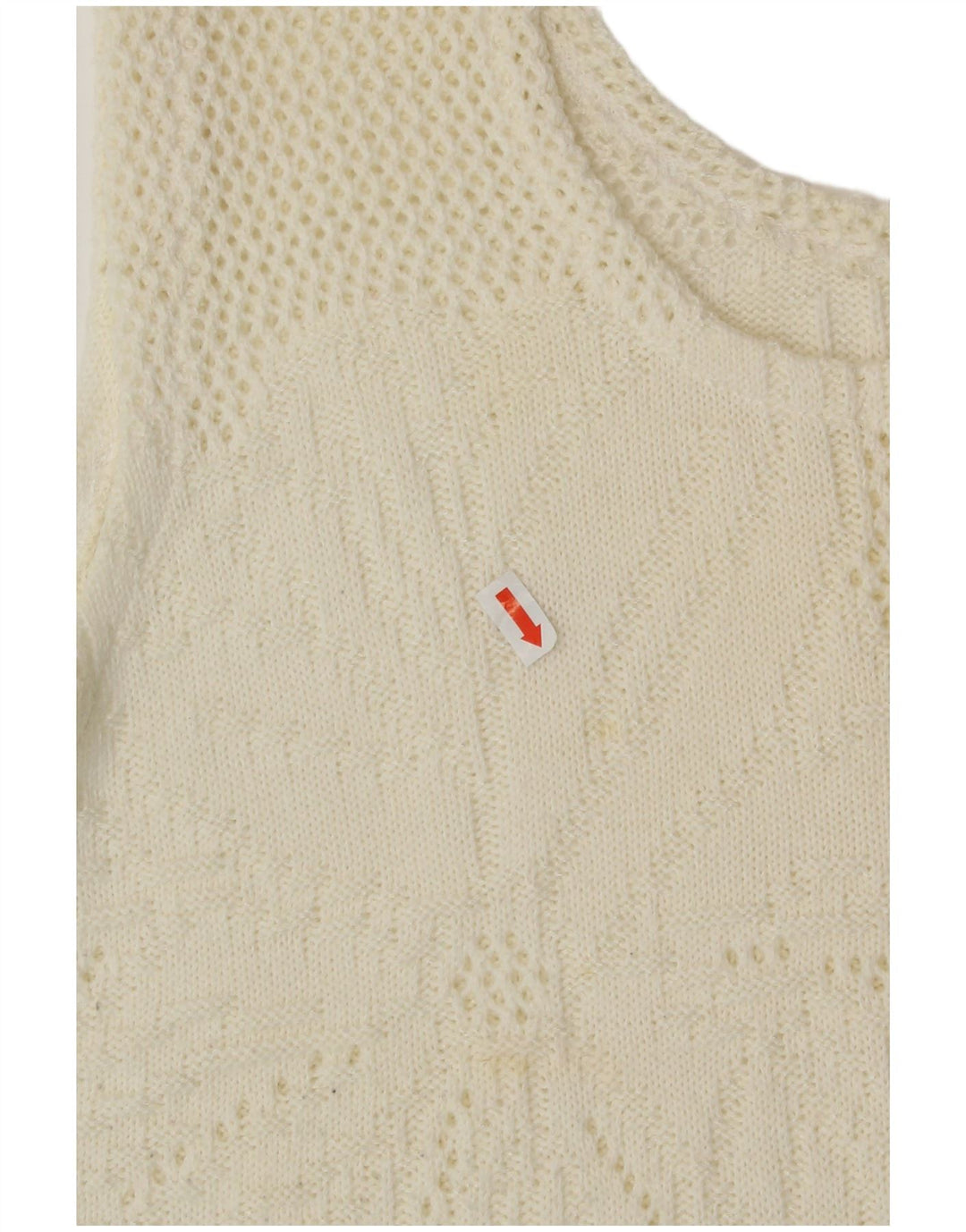 Vintage Womens Crop Vest Tank Top UK 16 Large Off White Floral