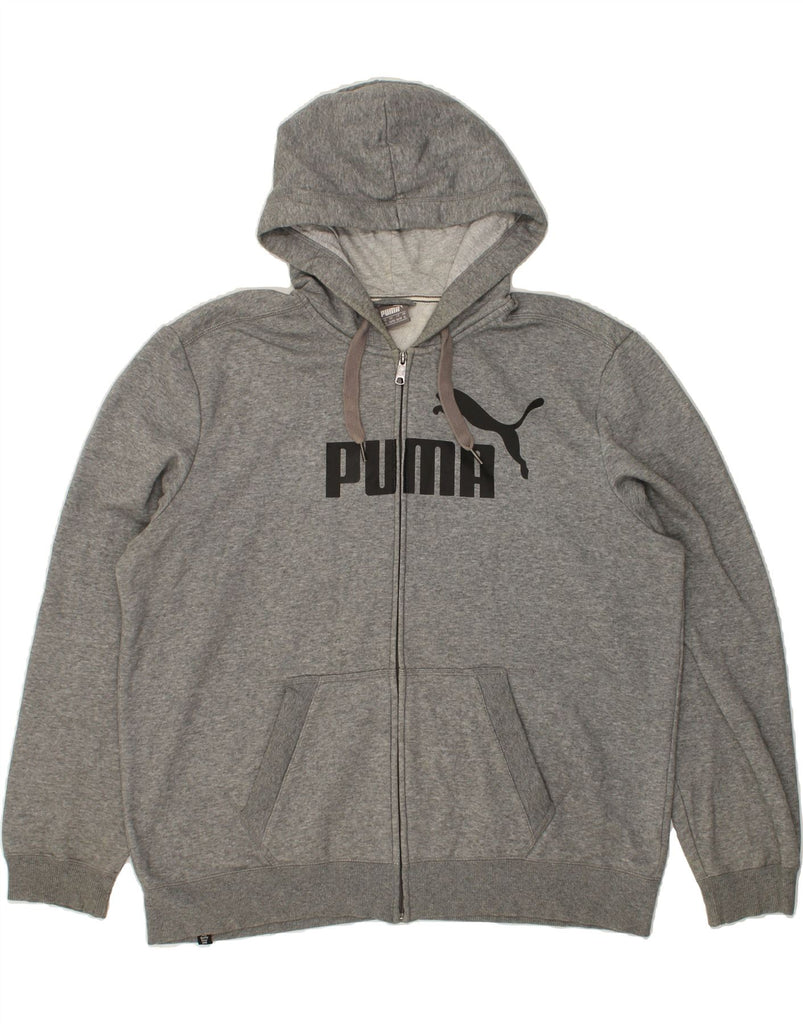 PUMA Mens Graphic Zip Hoodie Sweater XL Grey Cotton | Vintage Puma | Thrift | Second-Hand Puma | Used Clothing | Messina Hembry 