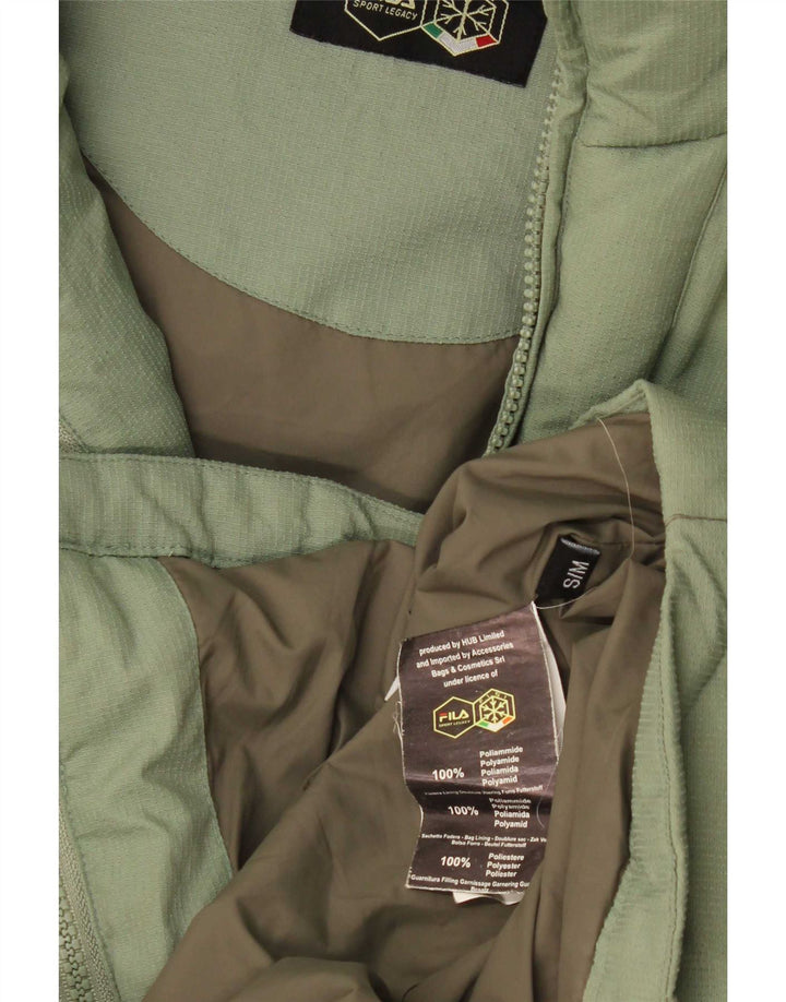 Fila Mens Hooded Loose Fit Padded Jacket UK 36 Small Green Polyester