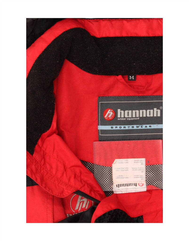 HANNAH Mens Hooded Ski Jacket Medium Red Colourblock Polyamide Vintage Hannah and Second-Hand Hannah from Messina Hembry 