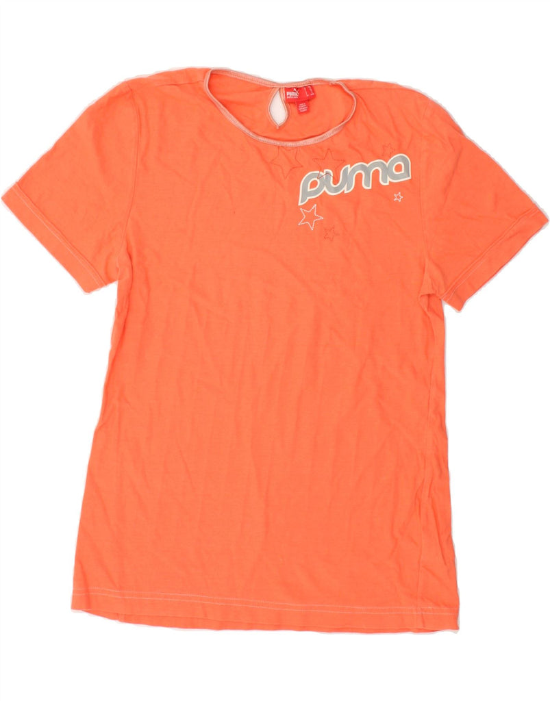 PUMA Girls Graphic T-Shirt Top 15-16 Years XL Orange Cotton | Vintage Puma | Thrift | Second-Hand Puma | Used Clothing | Messina Hembry 