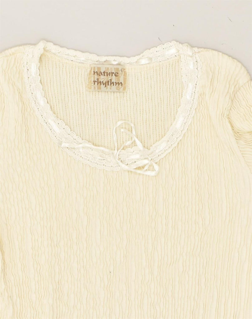 VINTAGE Womens Bodysuit UK 14 Large Beige Cotton | Vintage Vintage | Thrift | Second-Hand Vintage | Used Clothing | Messina Hembry 