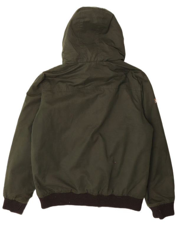 Superdry Mens Graphic Hooded Bomber Jacket UK 46 3XL Khaki Colourblock