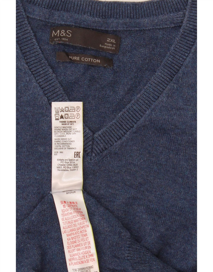 Marks & Spencer Mens Vest Tank Top 2XL Navy Blue Cotton