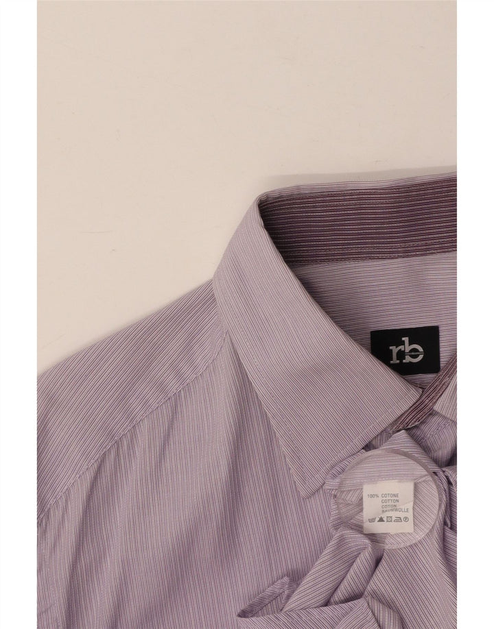 ROCCOBAROCCO Mens Shirt Medium Purple Pinstripe Cotton