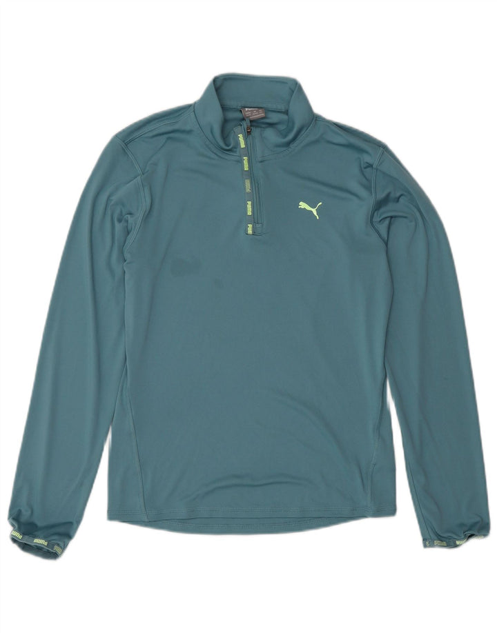 Puma Boys Zip Neck Pullover Tracksuit Top 13-14 Years Blue Polyester