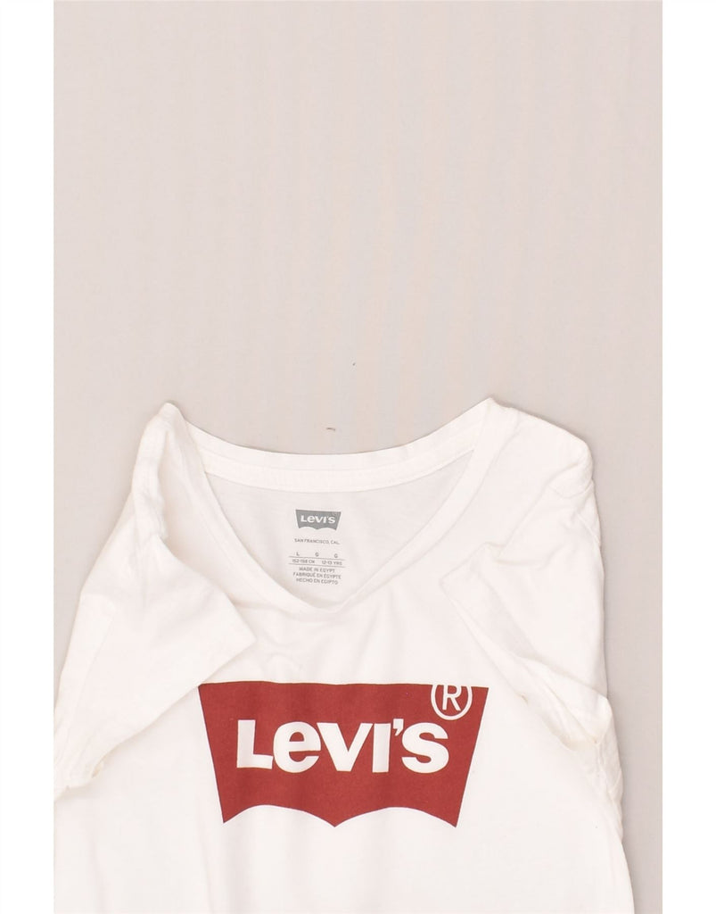 LEVI'S Girls Graphic T-Shirt Top 12-13 Years Large White Cotton | Vintage Levi's | Thrift | Second-Hand Levi's | Used Clothing | Messina Hembry 