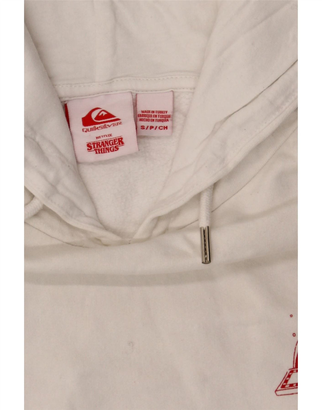 QUIKSILVER Mens Graphic Hoodie Jumper Small White Cotton Vintage Quiksilver and Second-Hand Quiksilver from Messina Hembry 