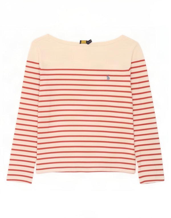 Polo Ralph Lauren Womens Top Long Sleeve UK 18 XL White Striped Cotton