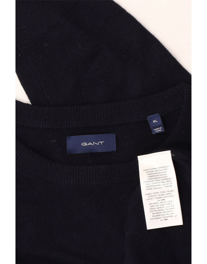 Gant Mens Boat Neck Jumper Sweater XL Navy Blue Wool