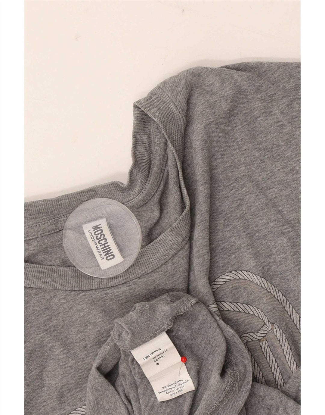 Moschino Womens Graphic T-Shirt Top UK 14 Medium Grey Cotton