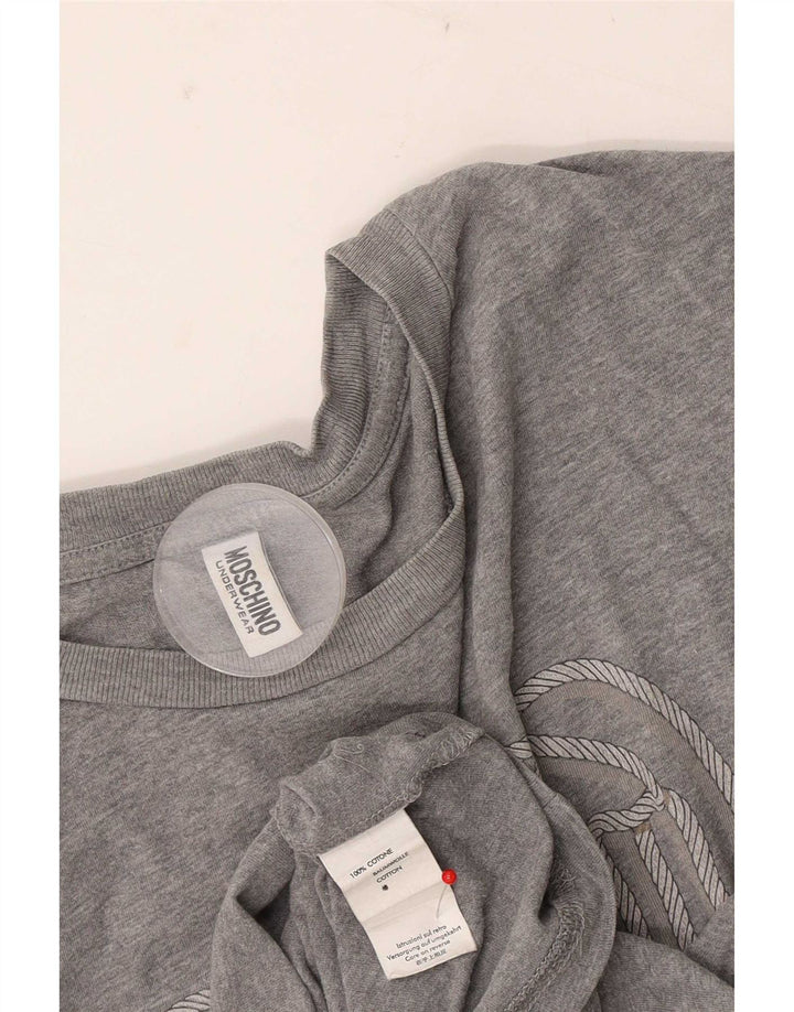 Moschino Womens Graphic T-Shirt Top UK 14 Medium Grey Cotton
