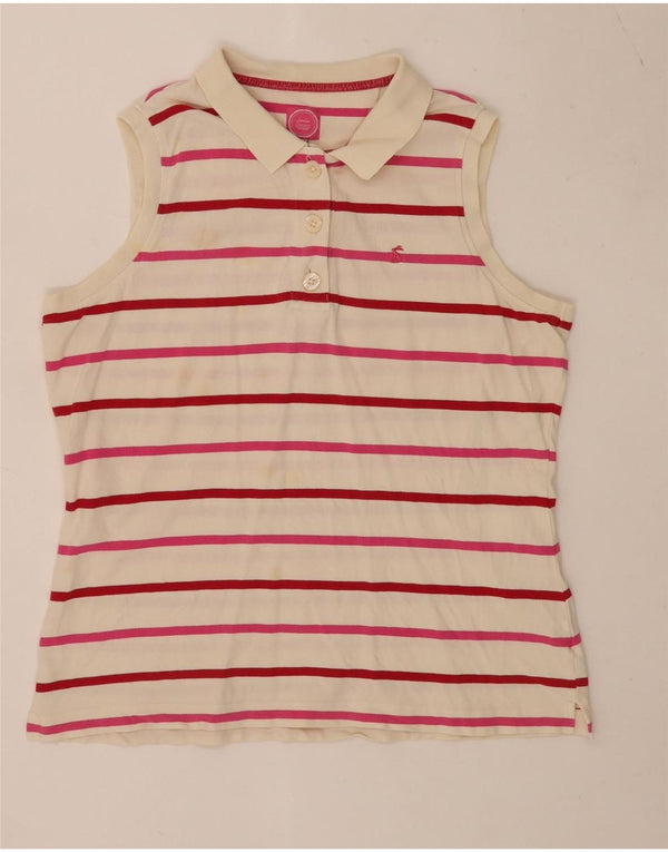 Joules Womens Sleeveless Polo Shirt UK 18 XL White Striped