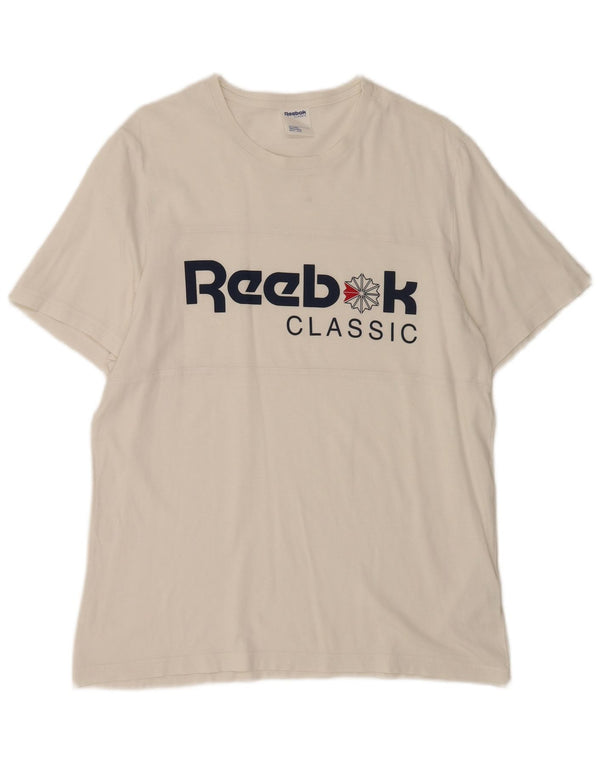 Reebok Mens Classic Graphic T-Shirt Top Large White Cotton
