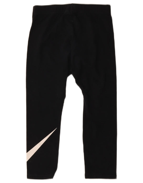 Nike Womens Graphic Capri Leggings UK 8 Small  Black Cotton