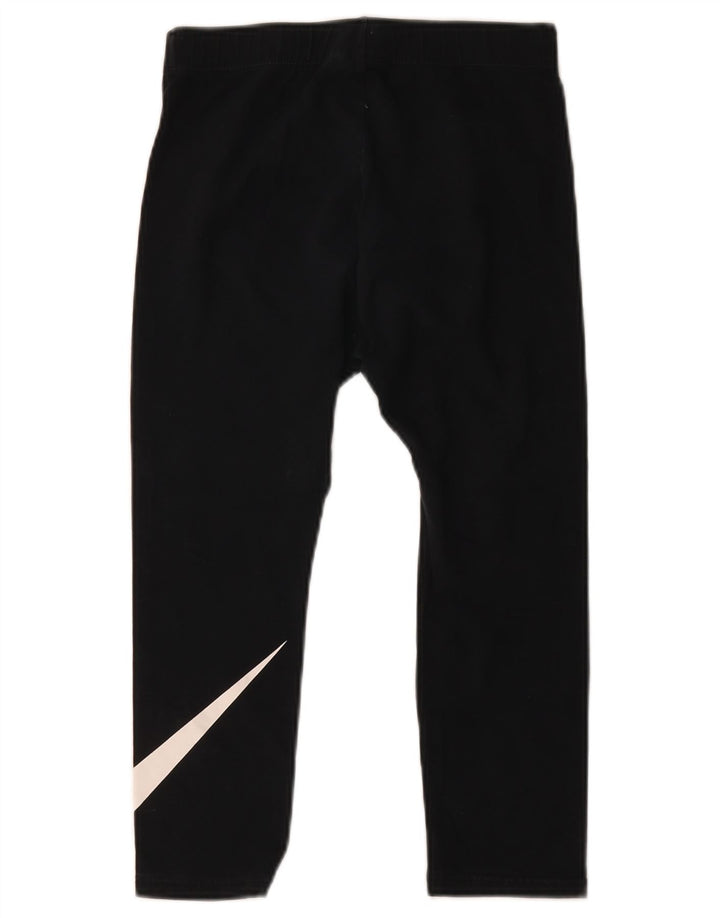 Nike Womens Graphic Capri Leggings UK 8 Small  Black Cotton
