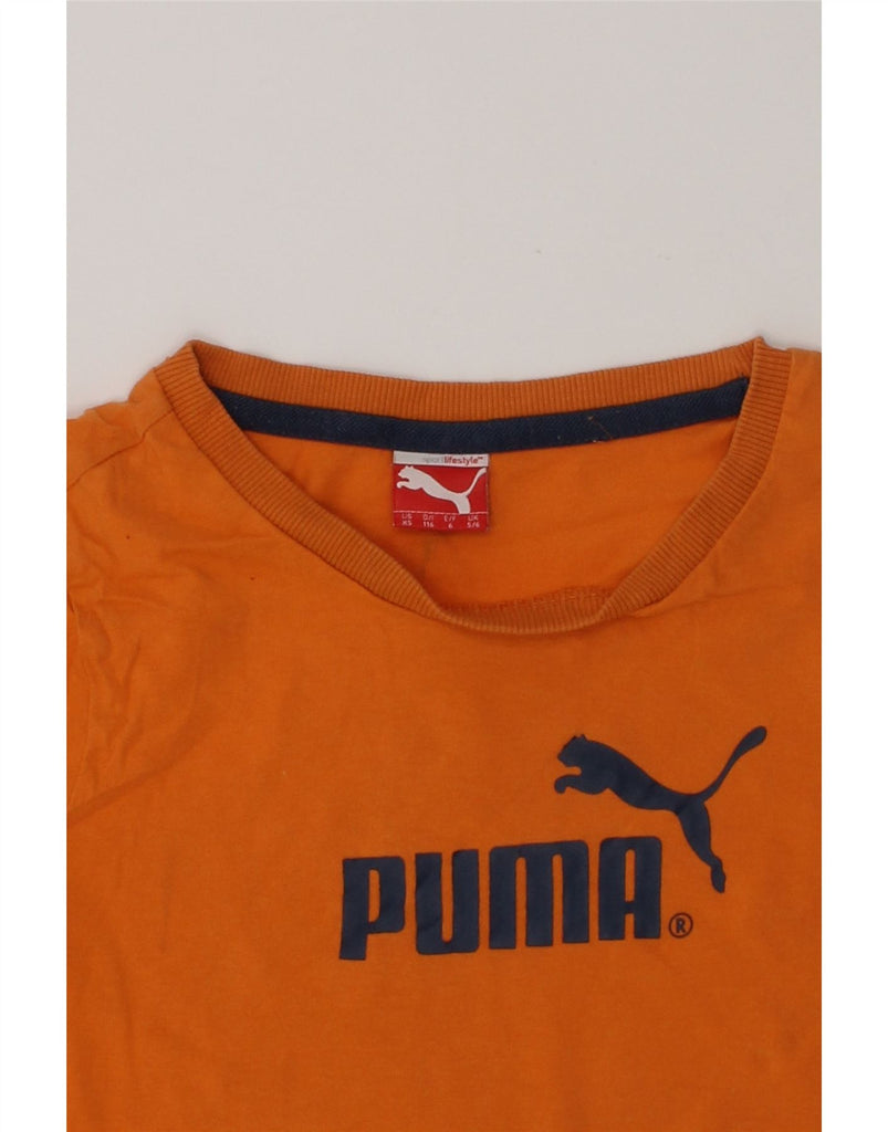 PUMA Boys Graphic T-Shirt Top 5-6 Years Orange Cotton | Vintage Puma | Thrift | Second-Hand Puma | Used Clothing | Messina Hembry 