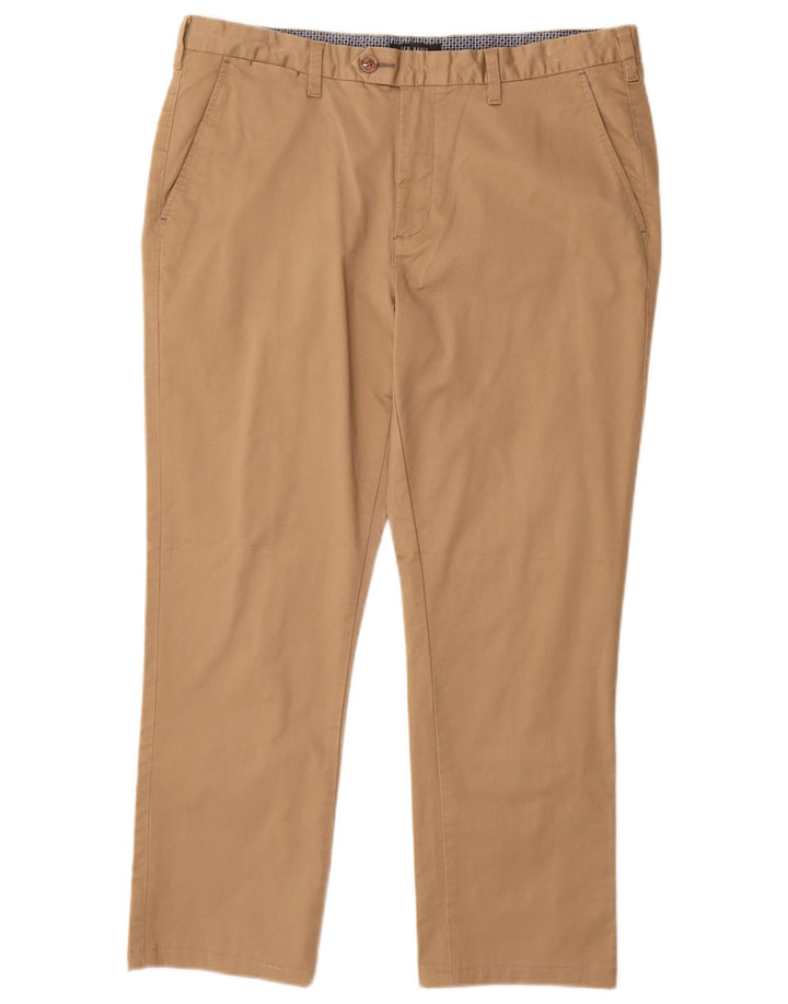 TED BAKER Mens Straight Suit Trousers W34 L27 Brown Cotton