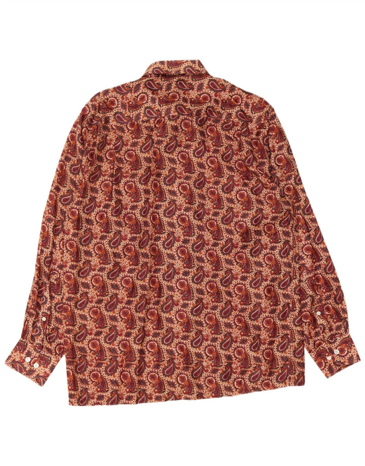 VINTAGE Mens Shirt Size 40 15 3/4 Medium Brown Paisley